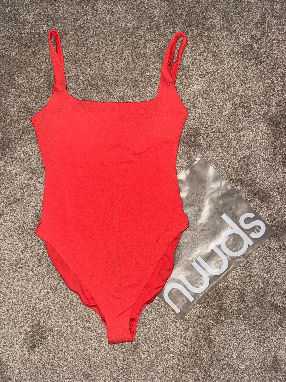 Nuuds Swimwear Bright Red Square-Neck One-Piece